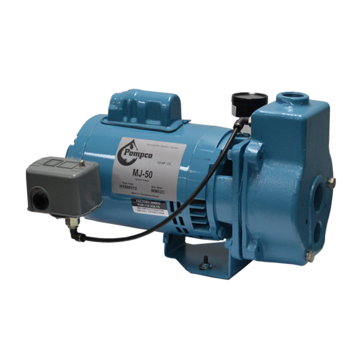 Fabriquée à Victoriaville au Québec, est une pompe électrique de ½ HP conçue pour le transfert d’eau et l’augmentation de pression, équipée d’un moteur robuste câblé en usine pour 115 volts et d’un corps en fonte intégrant impulseur et orifices d’aspiration/refoulement, idéale pour les applications résidentielles et agricoles. 